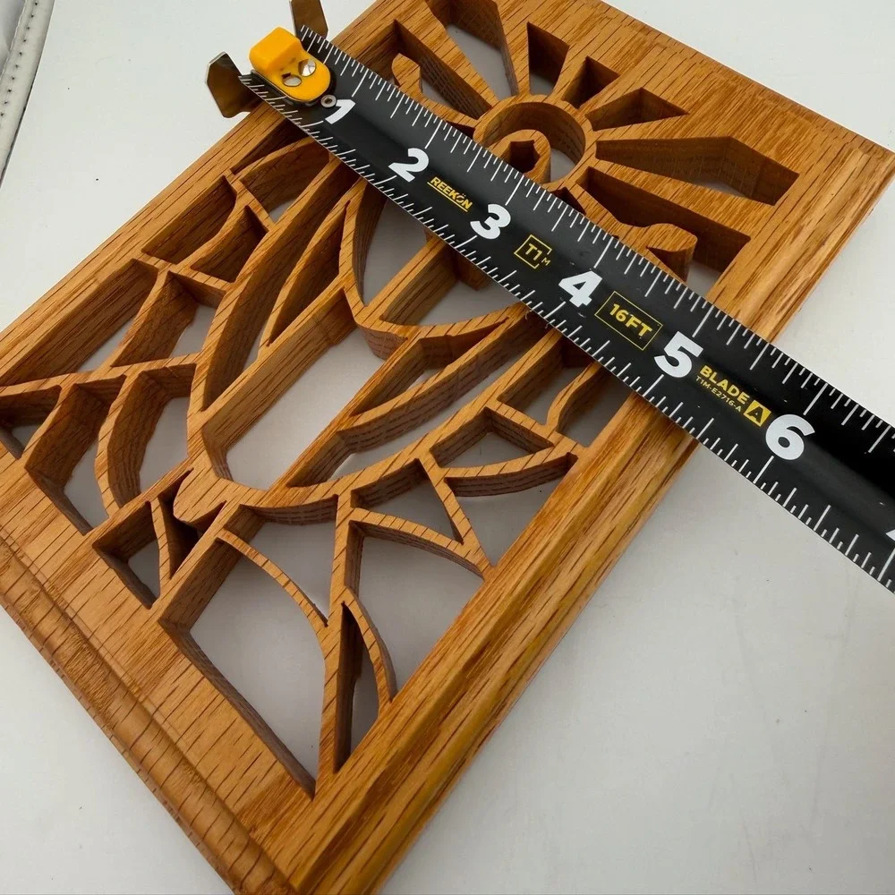 Handmade Oak Wood Religious Chalice Wall Plaque Brown Excellent Signed 2007 Art